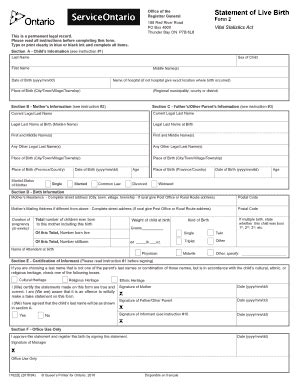 Statement Of Live Birth Ontario - Fill Online, Printable, Fillable ...