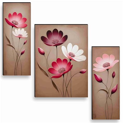 SAF Paintings flower pot for Wall Decoration - Set Of 3, 3d modern art ...