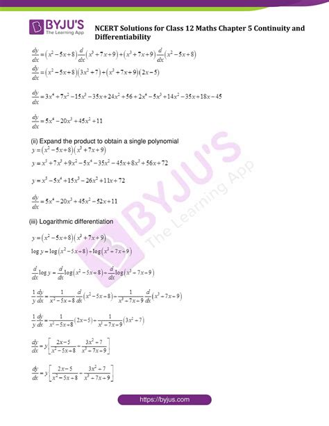 Class 12 Maths Continuity and Defferential Exercise 5.2 的图像结果