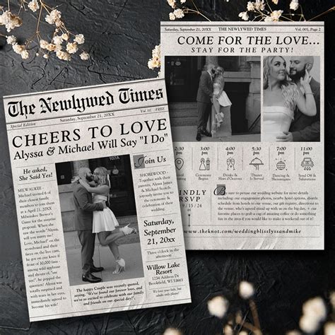 Modern Newspaper Photo Wedding Invitation Timeline | Zazzle | Newspaper ...