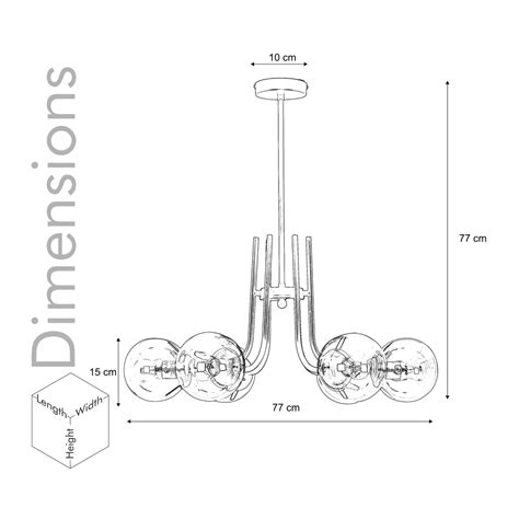KAROUSEL 6 Arm Black And Amber Globe Glass Chandelier Ceiling Light ...