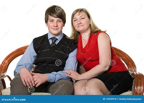 Young Mother and Teenage Son on Sofa Stock Photo - Image of love ...