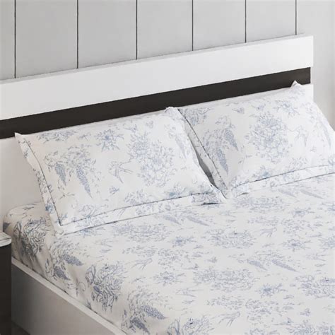 Buy Oxford Mist Cotton 200TC Printed 3Pcs Super King Bedsheet Set from ...