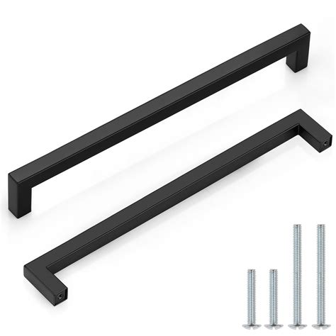 Probrico (10 Pack) Flat Black Cabinet Handles Square Drawer Pulls 10 ...