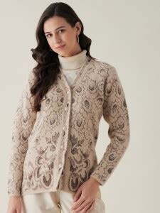 Rivza Self Design V Neck Casual Women Beige Sweater - Buy Rivza Self ...