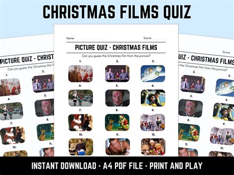 Printable Christmas Films Picture Quiz With Answers - Etsy