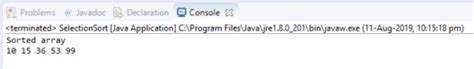 Image result for Selection Sort Program in Java