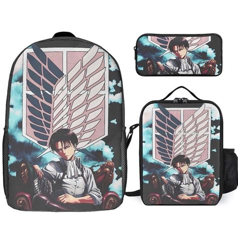 Attack on Titan Backpack 3 Piece Set Laptop Work Backpack Lunch Bag ...