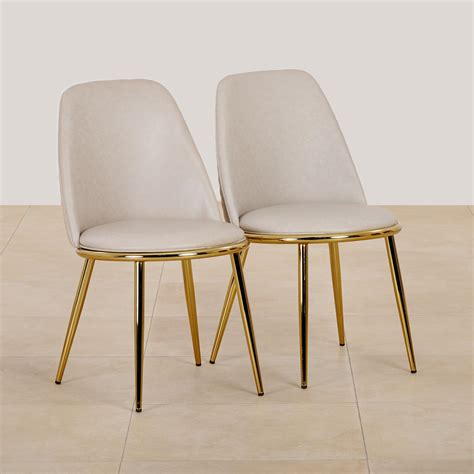 Buy (Refurbished) Vegas Set of 2 Faux Leather Dining Chairs - Grey from ...