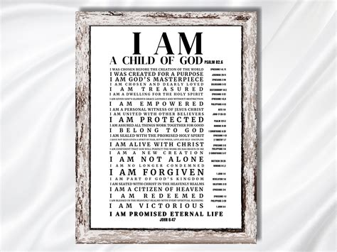 Psalm 82:6 I Am a Child of God Poster I Am God's Masterpiece Print God ...