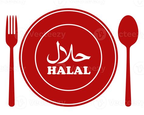 Halal Icon Symbol on the Plate, Fork and Spoon for Islamic Food and ...