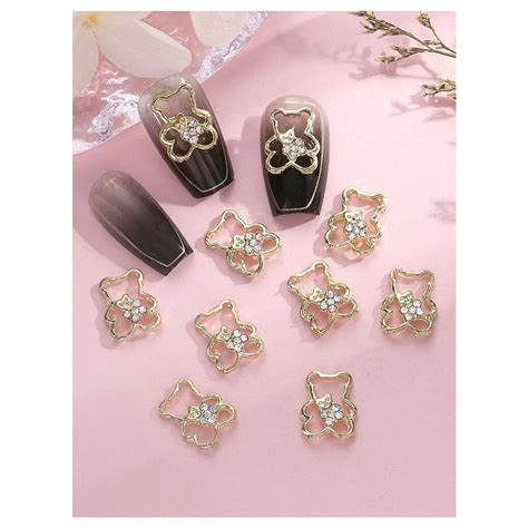 3D Bear Nail Charms 10pcs, Nail Art Charm Decorations, Teddy Bear ...