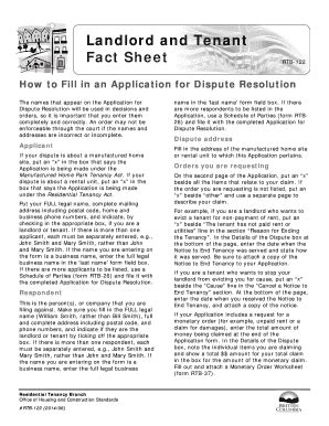 Fillable Online RTB-122: How to Fill in an Application for Dispute ...