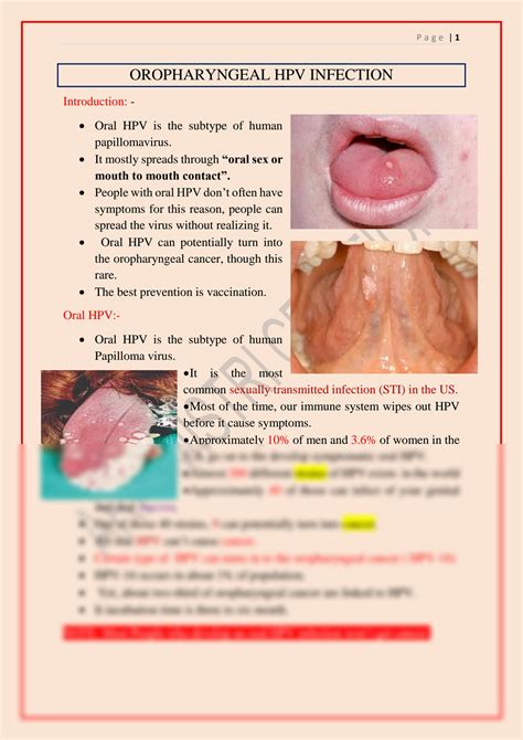 SOLUTION: Oral papiloma or oropharyngeal hpv infection - Studypool
