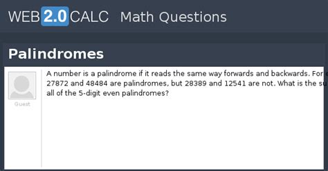 View question - Palindromes