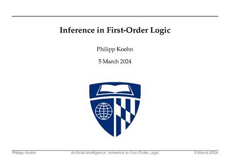 Lecture inference in first order logic - Inference in First-Order Logic ...