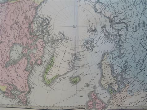 North Pole Greenland Russia Canada Alaska Svalbard 1879 Stieler detailed map: (1879) Map ...