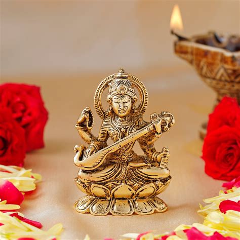 Buy Estele Gold Plated Glorified Maa Saraswathi Idol Online