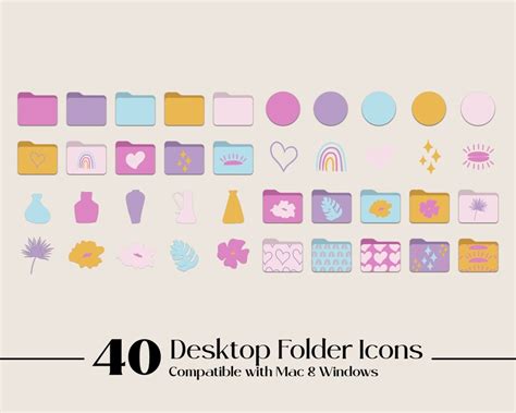 Buy 40 Cute Y2K Desktop Folder Icons for Mac & PC Y2K Mac and Online in ...