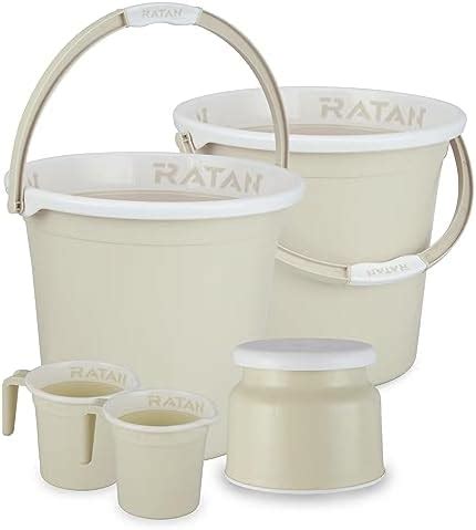 RATAN PLASTICWARE Plastic Bathroom Set of 5 Pieces Combo Pack Gloria ...