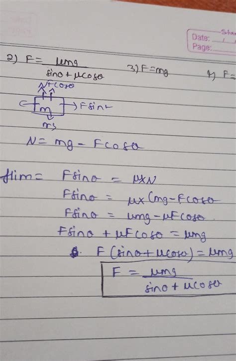 Laws of Motion 1494.If block is at verge of motion, then select ...