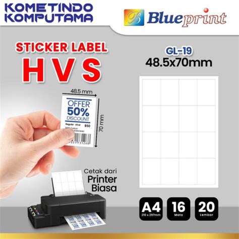 Jual GL19 STICKER LABEL HVS A4 STIKER 48.5x70mm 16 Mata 20 LEMBAR ...