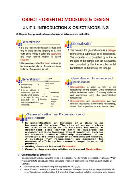 OOMD UNIT 1: Generalization, Events, and UML Concepts Explained - Studocu