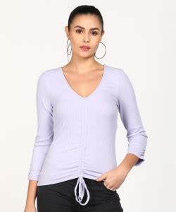 Hailys Casual 3/4 Sleeve Solid Women Purple Top - Buy Hailys Casual 3/4 ...