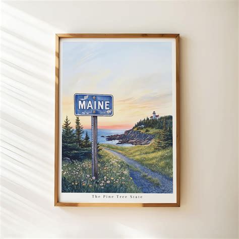 Maine - the Pine Tree State - Watercolor Art - Trendy Wall Art - Gift ...