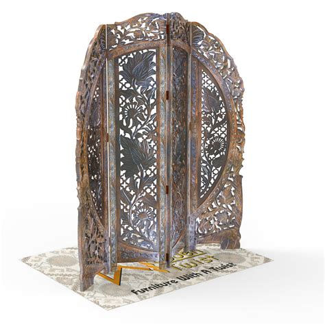 Buy Wooden Partition Screen Room Divider In 4 Panel Online - WoodenTwist