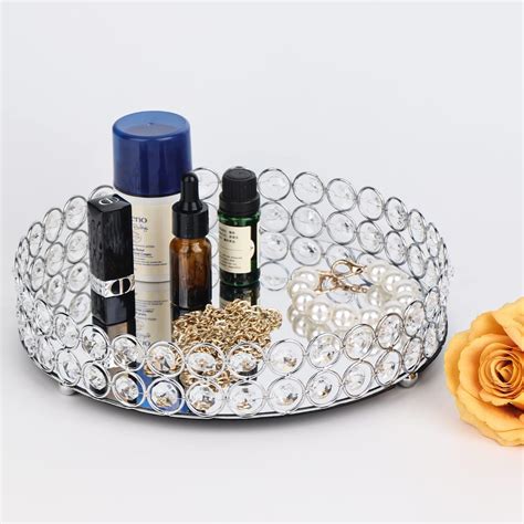 Amazon.com: Silver Perfume Trays for Dresser, Round Mirrored Tray Glass ...