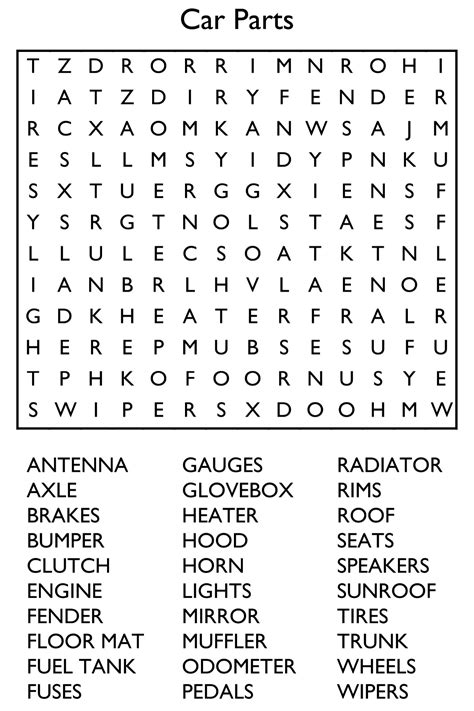 Printable Medium Difficulty Word Search