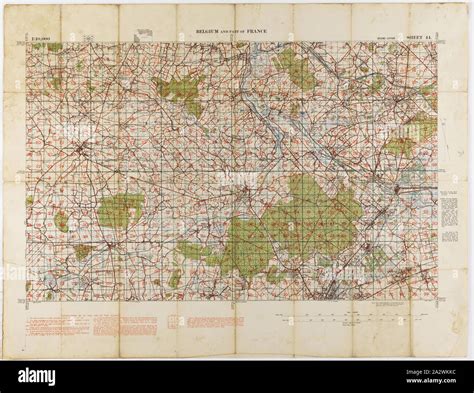 Map - Military, Belgium & France, Sheet 44, Scale 1:40,000, Edition 3, 1915, World War I map of ...