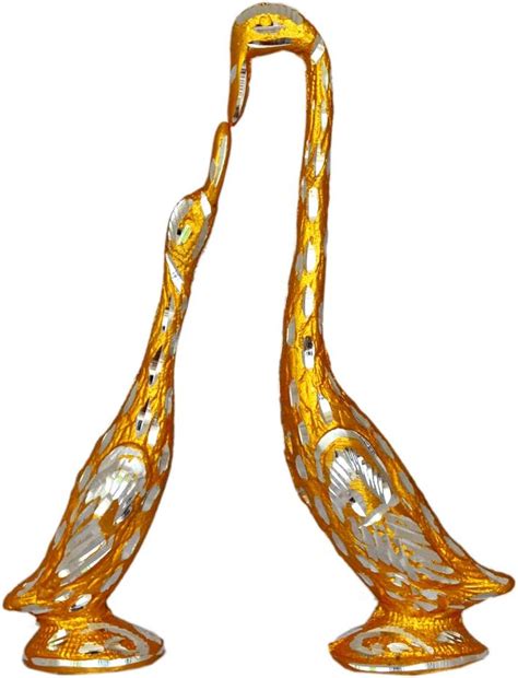 Buy Craftorious Metal Swan Statue Kissing Pair Sculpture Showpiece ...