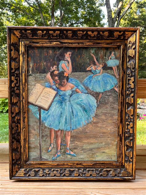 Original Degas-inspired Oil on Canvas, in Spanish Gothic Styled, Carved ...