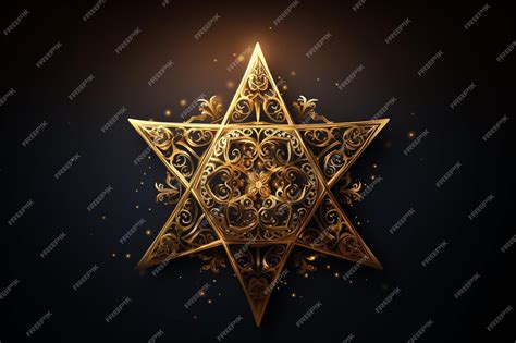 Premium Photo | A gold star of david on a dark background
