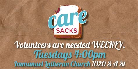 Make Care Sack lunches for those in need, Immanuel Lutheran Church ...