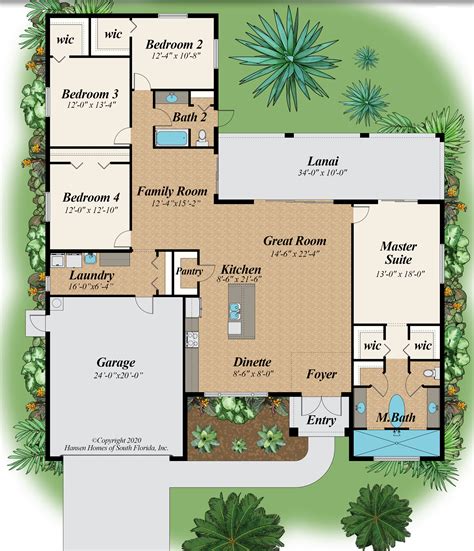 The Oasis 4 Bedroom Home Plan, 2 Bath, 2 Car Garage, 2,336 Sq. Ft ...