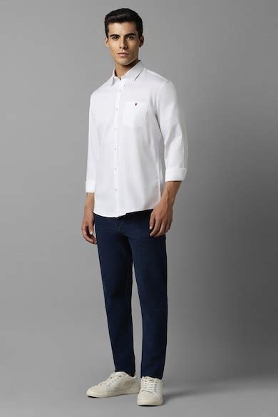 Buy Men White Slim Fit Solid Full Sleeves Casual Shirt Online - 943391 ...