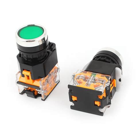 ELECTROPRIME DPST Green Round Button Momentary 22mm Pushbutton Switch ...
