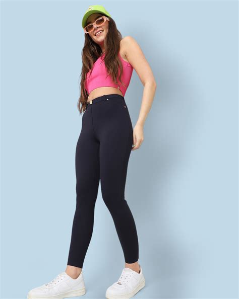 Buy Navy Blue High Rise Leggings for Women | ONLY | 280839303