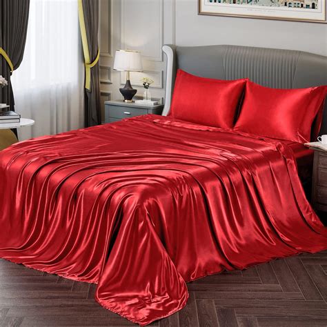 Amazon.com: P Pothuiny 6 Pieces Queen Satin Sheets Luxury Silky ...