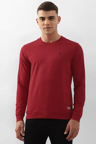 Buy Men Red Solid Round Crew Neck Sweatshirt Online - 949308 | Peter ...