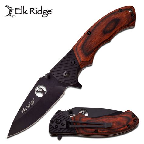 Elk Ridge Dark Wood Lock Knife Black Blade | Knifewarehouse