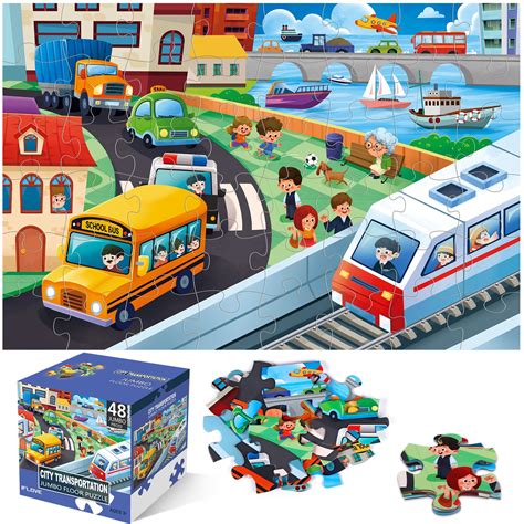 Amazon.com: Jumbo Floor Puzzle for Kids,City Transportation Jigsaw ...