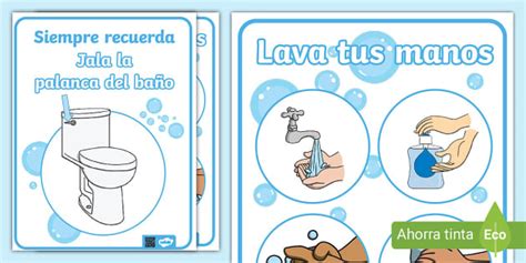 Letreros: Instrucciones en el baño