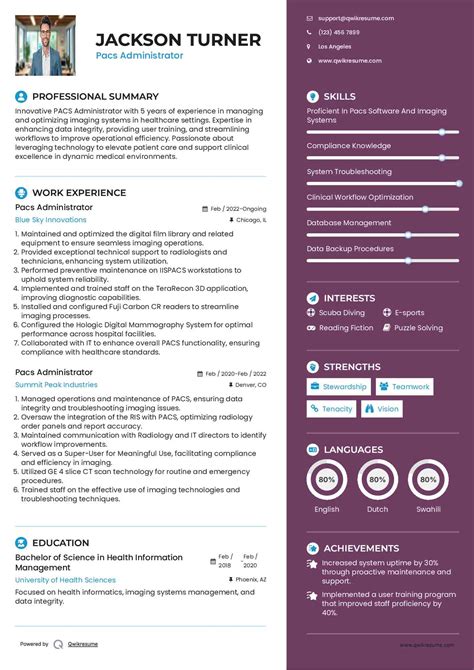 10+ Pacs Administrator Resume Samples & Templates for 2025