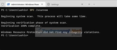 System File Checker Scan 的图像结果