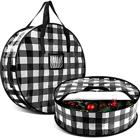 2 Pieces Christmas Wreath Storage Bag 24 Inch, Garland Holiday ...