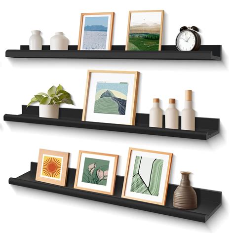 Annecy 3-Pack 36 Inch Rustic Wood Floating Shelves with Guardrail ...